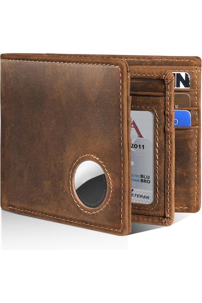 Generic Wallet with AirTag Holder - Bifold Genuine Leather RFID Blocking Men'...