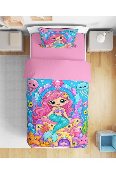 Erays Home Mermaid Underwater Patterned 3D Digital Printed Single Girl's Duve...