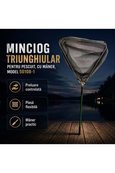 FOXMAG24 Minciogă de pescuit triunghiulară, cu mâner, Model 50108-1
