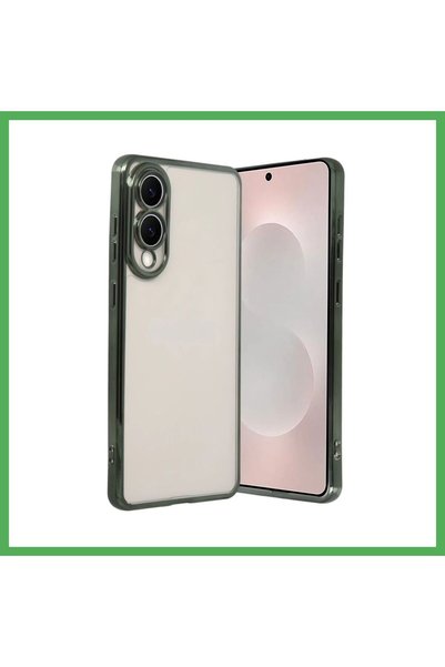 Nur store Çanta غطاء سيليكون متوافق مع سامسونج جالاكسي S25 مع عدسة إيدج - أخض...