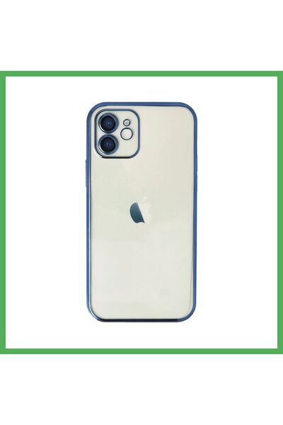 Nur store Çanta iPhone 12 Compatible Case with Lens Silicone - Navy Blue Bezoss