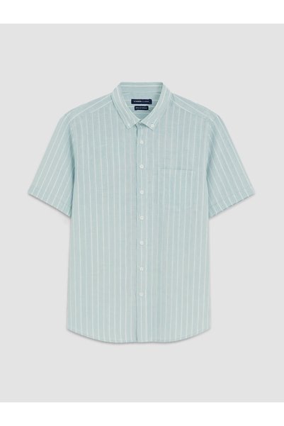 LC Waikiki Turquoise Regular Fit Striped Men's Shirt