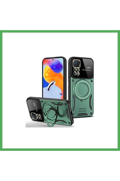 Nur store Çanta غطاء متوافق مع هاتف Redmi Note 11 Pro مع حامل عدسة Joy - أخضر...