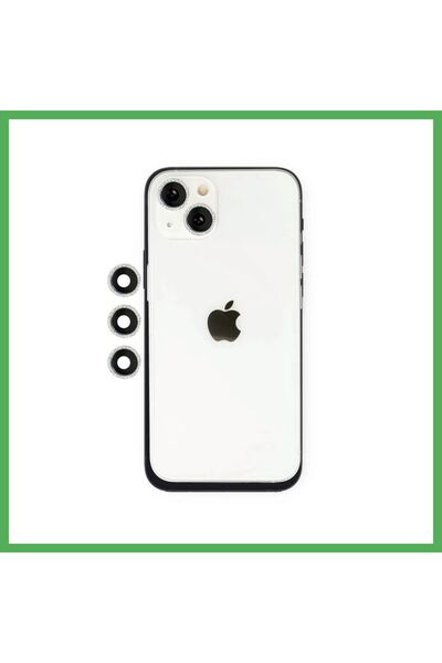 Nur store Çanta iPhone 14 Compatible Shine Camera Lens - Silver Bezoss