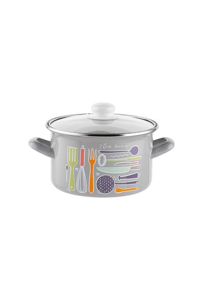 Emalia Pleszew Oală emailată Staffio 18 cm 2.6 l cu capac, pentru inducție