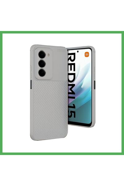 Nur store Çanta Redmi 15 4g Compatible Auto Focus Carbon Cover - Gray Bezoss