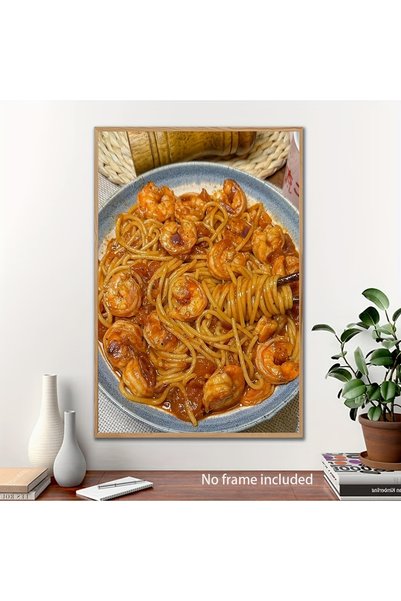 Generic Brand 1pc Spicy Shrimp Noodle Canvas Wall Art Print, Vibrant Oil Auth...