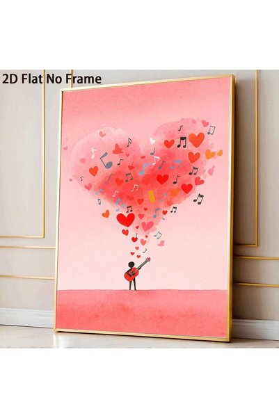 Generic Brand 1pc Heart Music Themes Canvas Wall Art Print, Watercolor-Style ...