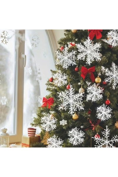 GGEROU 18cm/7in Christmas Snowflake Ornaments Glitter Snow Flakes Hanging Orn...