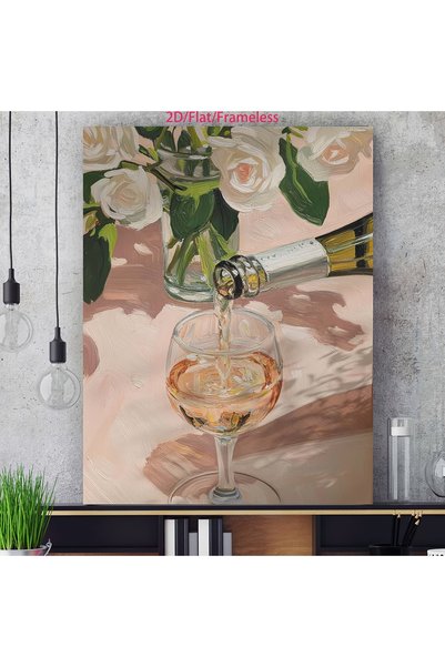 Generic Brand 1pc White Wine Pouring Theme Oil Canvas Wall Art Print, Modern ...