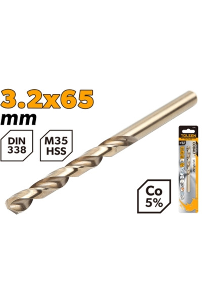 TOLSEN لقمة حفر HSS M35 مقاس 3.2 مم (0.13 بوصة) عبوة واحدة