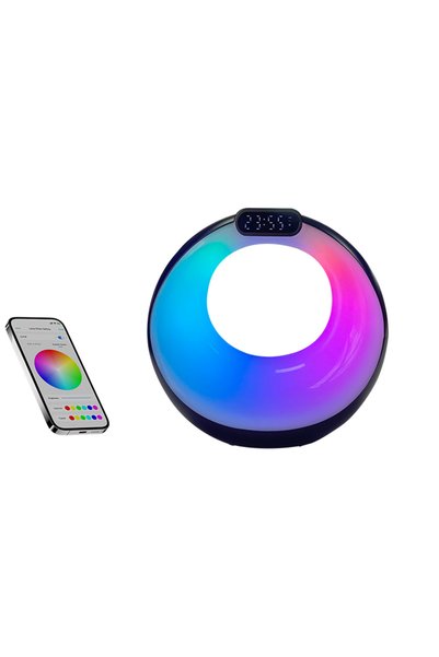 Bluejw مكبر صوت لاسلكي مع إضاءة RGB وساعة منبه، يعمل بمنفذ USB-C، مكبر صوت مك...
