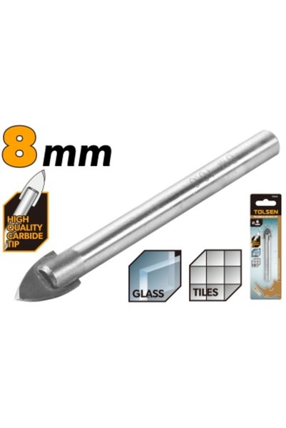 TOLSEN مثقاب زجاج # رأس رش رمل 45 CS بقطر 8 مم (0.3 بوصة)