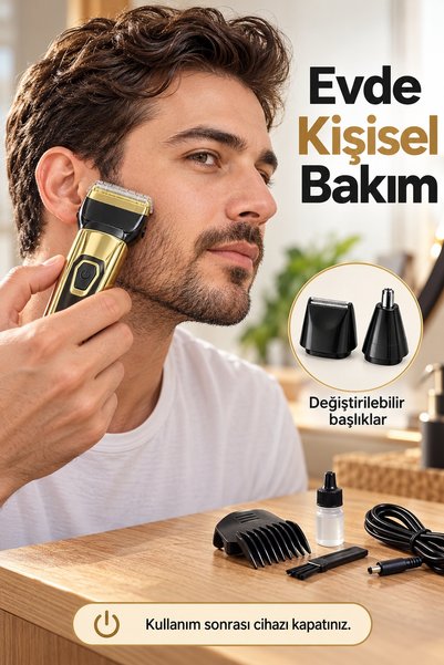 Clevora Saç Sakal Kesme Makinesi Ayarlanabilir Tarak Başlıklı