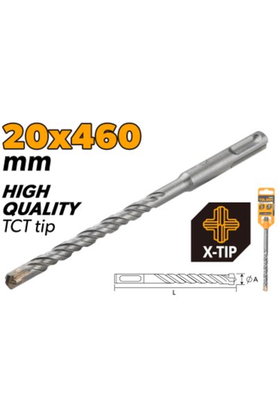 TOLSEN رؤوس مثقاب SDS-Plus X-Tip من سبيكة الكروم مقاس 20×450 مم (0.79 × 17.72...