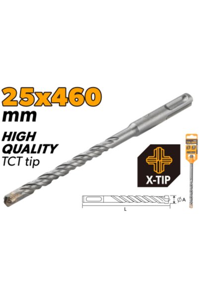 TOLSEN رؤوس مثقاب SDS-Plus X-Tip من سبائك الكروم مقاس 25×450 مم (0.98 × 17.72...