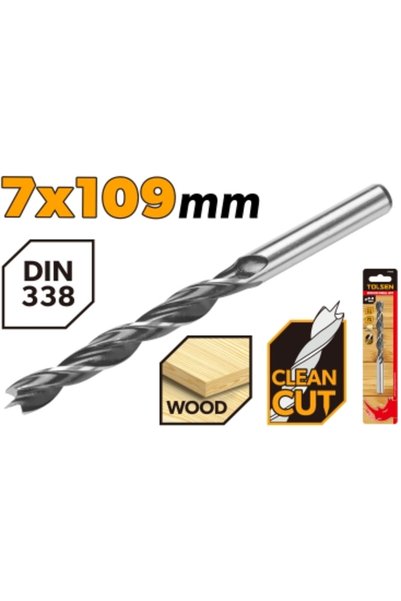 TOLSEN مثقاب خشب CS أسود مصقول 7X109 مم (0.28 × 4.29 بوصة)