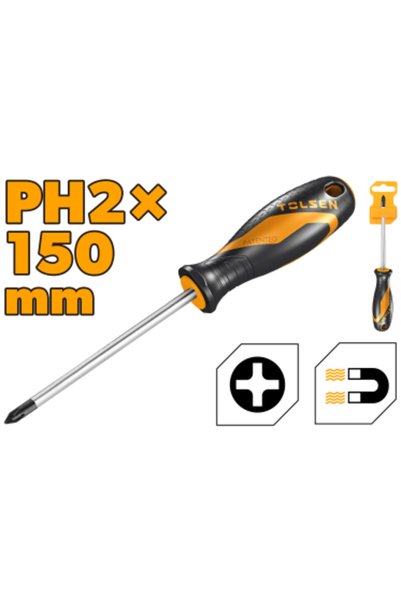 TOLSEN مفك فيليبس Cr-V بمقبض ناعم الملمس PH2x150mm