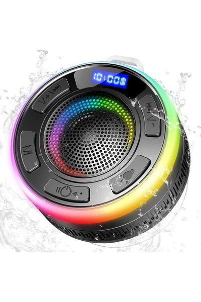 Bluejw مكبر صوت محمول مقاوم للماء IPX7 مع شفاط، إضاءة LED ملونة، تشغيل لمدة 5...