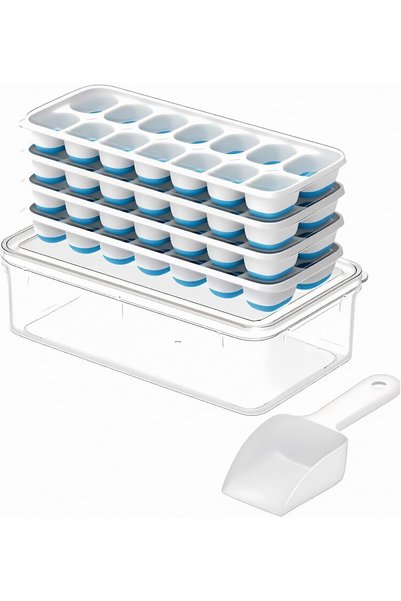 Generic مجموعة من 4 قوالب مكعبات ثلج من السيليكون البلاستيكي، مجموعة قوالب مك...