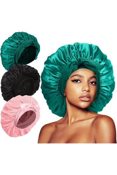 Generic 3Pcs Bonnets Silk Bonnet for Sleeping, Extra Large Satin Hair Bonnets...