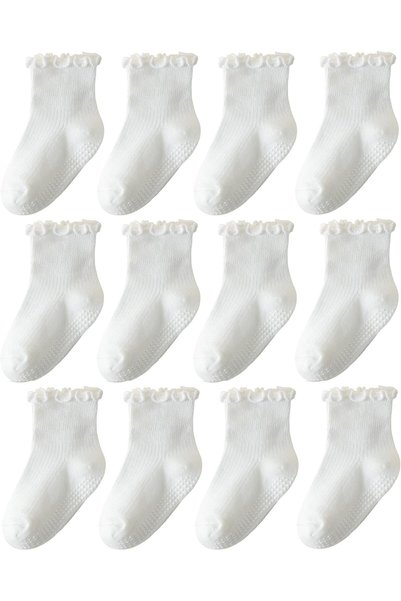 Generic Toddler Socks Ruffle for Girls Baby Grip Socks Non Slip Cute Frill