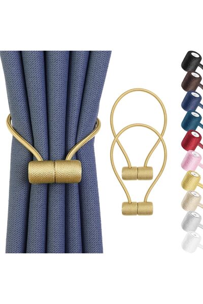 Generic Gold Magnetic Curtain Holdbacks 2 Pack, Adjustable & Reusable for She...