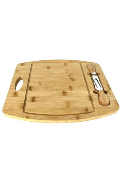 GRÜNBERG Set 2 x Platou din Bambus, cu 2 Accesorii, pentru Prezentare si Serv...