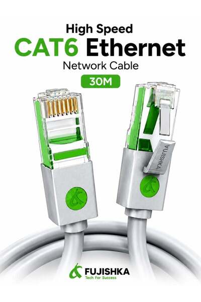 FUJISHKA كابل إيثرنت CAT6 بطول 30 متر - كابل شبكة جيجابت LAN RJ45 للراوتر وال...