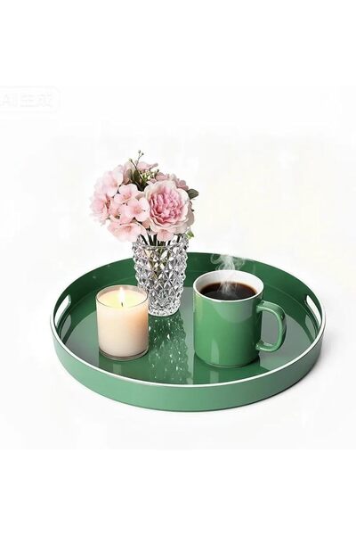 Generic Plastic Tray one Decorative, Round Plastic with Handles, Modern Vanit...