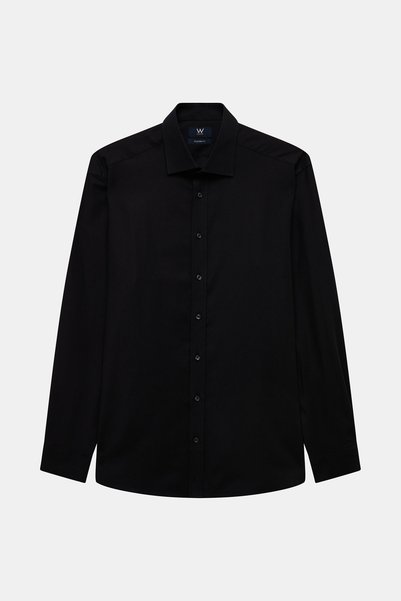 W Collection SİYAH KLASİK %100 PAMUK GÖMLEK