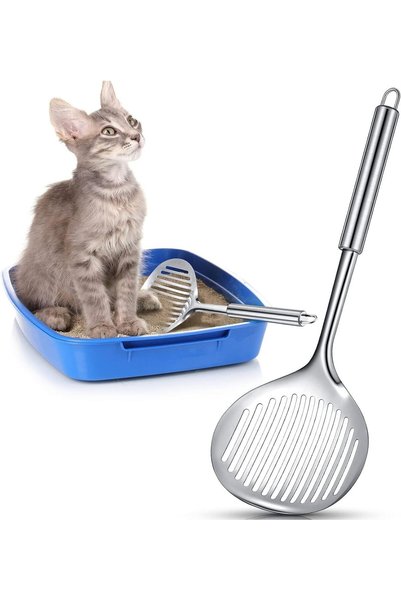 Generic Stainless Steel Cat Litter Scoop 2 Pcs, Durable Kitty Poop Sifting Cl...