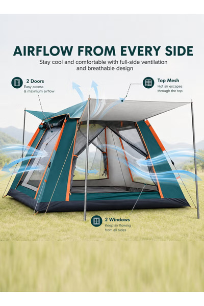 Wemart 5-8 Person Camping Tent, 60-Second Automatic Pop-Up Family Tent, 240×2...