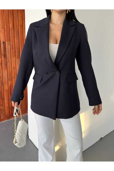 MYGİYİMİSTANBUL Kruvaze Stylish Women's Blazer Jacket with Collar Buttons