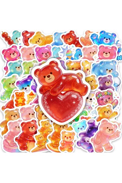 Choice 50pcs x2 50 Pcs HD Cute Rainbow Gummy Bear Stickers Decorate Scrapbook...