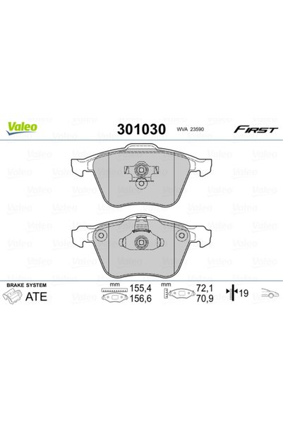 VALEO Σετ τακακιών φρένων, δισκόφρενο 301030