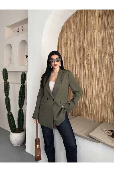 MYGİYİMİSTANBUL Kruvaze Stylish Women's Blazer Jacket with Collar Buttons