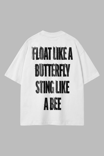 Sekizbiraltı Float Like a Butterfly Muhammad Ali Printed Oversize White T-Shirt