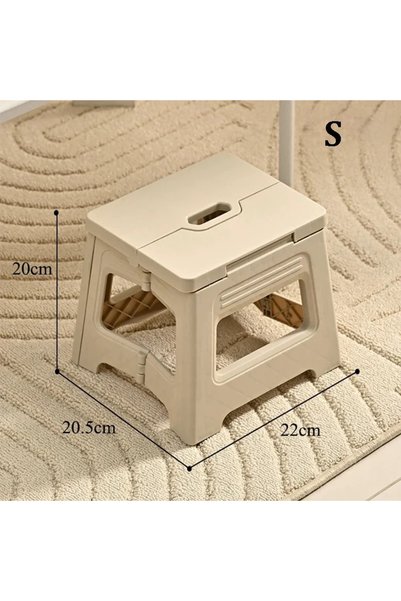 Choice Beige-B 1 Pcs Portable Thickened Plastic Folding Stool Lightweight Com...