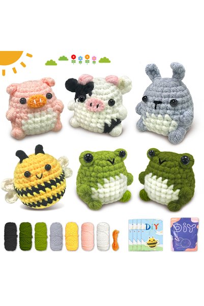 Choice Grey AMAXIN Animals Crochet Kit for Beginners-Cute Family Easy Learn t...