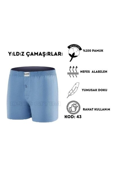 Yıldız Çamaşır 43 Men's Towel-Filled Plain Boxer Shorts Single