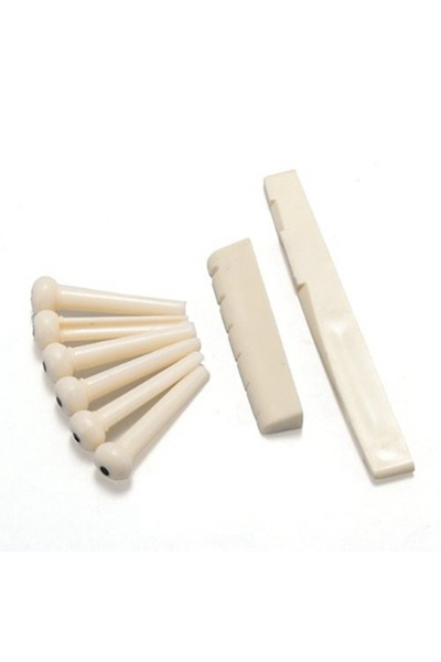 Choice WHITE Guitar Bridge Nut Saddle Set Acoustic Guitar Replacement Parts B...