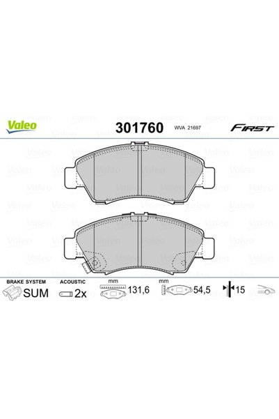 VALEO Σετ τακακιών φρένων, δισκόφρενο 301760