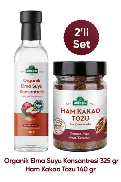 Arifoğlu Organik Elma Suyu Konsantresi 325 gr. + Ham Kakao Tozu140 gr.