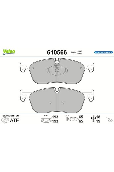 VALEO Σετ τακακιών φρένων, δισκόφρενο 610566