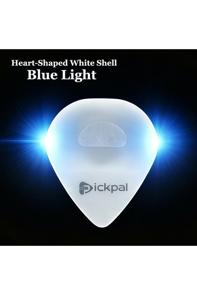 Choice White Shell Blue Miwayer Heart-Shaped LED Glow Guitar Pick – 0.5mm, Re...