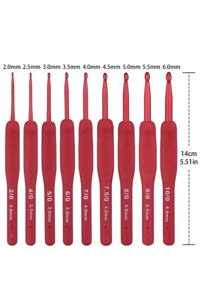 Choice 9PCS-(2-6mm) Colorful Soft Plastic Handle Alumina Metal Head Crochet H...