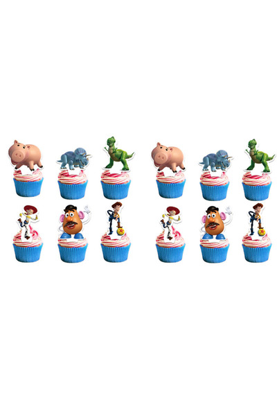 BANDAI In stock 12pcs-small topper 2026 NEW Toy Theme Party Supplies Blue Cak...