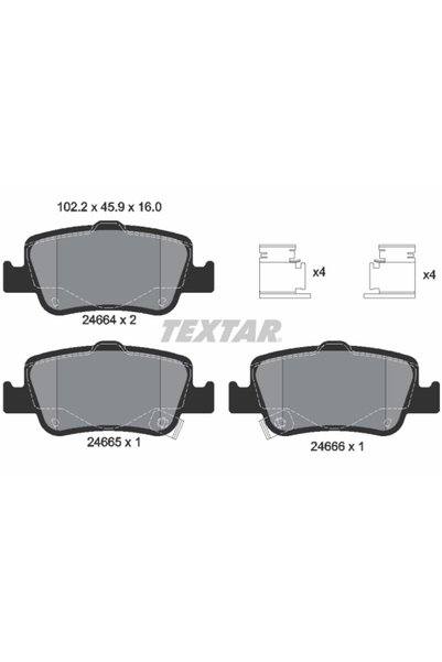 TEXTAR Σετ τακακιών φρένων, δισκόφρενο 2466401