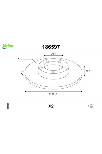 VALEO Диск франа 186597, комплект 2 бр.